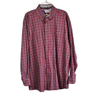 George Strait Wrangler Mens Cowboy Cut Button Down Shirt Sz XXL Red Blue Plaid